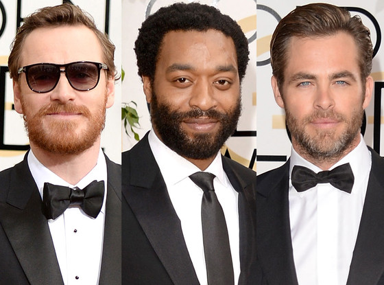 Michael Fassbender, Chiwetel Ejiofor, Chris Pine, Golden Globe Awards, Bearded Hairy Guys Michael Fassbender, Chiwetel Ejiofor, Chris Pine, Golden Globe Awards, Bearded Hairy Guys